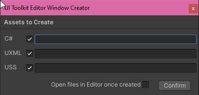 UI Toolkit Editor Window Creator